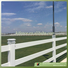 PVC post and rail fence with solar post cap