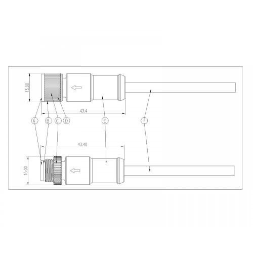 M12A 2 ~ 8P Tuercas de metal vertical Conector impermeable