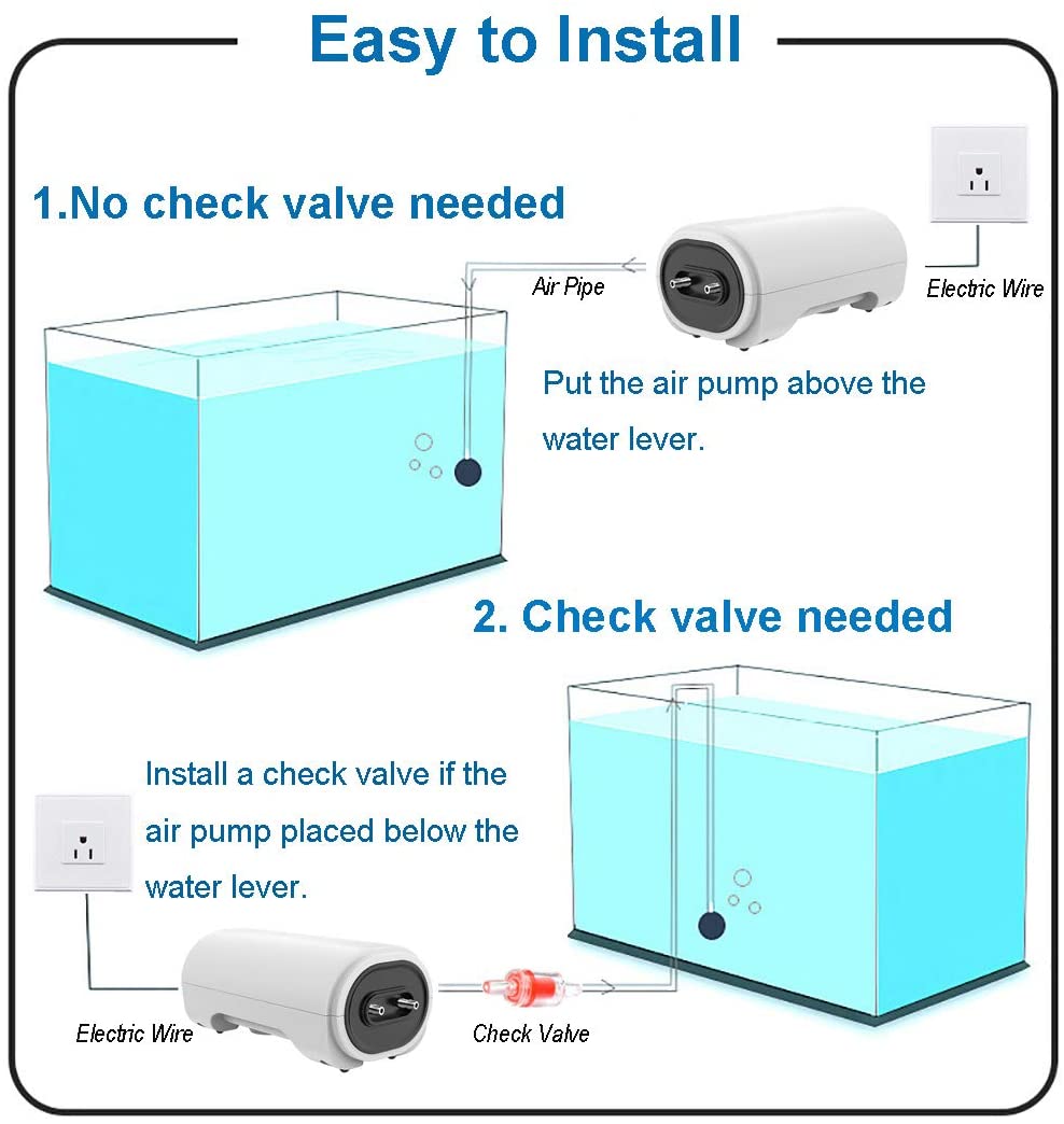 EKAN adjustable ultra silent oxygen portable aquarium air pump for fish tank