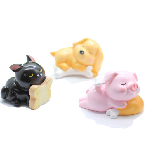 50mm Pig Resin Craft and Arts Dog Beeldjes Sleeping Pig Cabochon voor Home Office Decorations