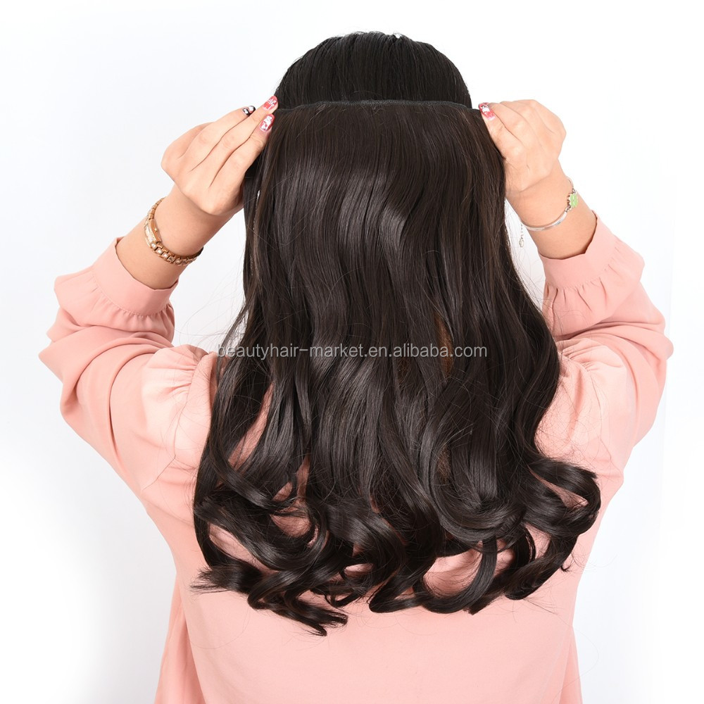 Wholesale price good synthetic hair weaves on clips in synthetic hair extension Emma color 4#