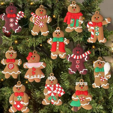 Assorted Plastic Gingerbread Man Ornaments for Christmas Trees