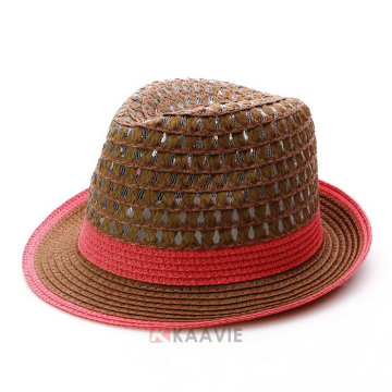 hollow-out europe jazz ladies mens fedora hat straw