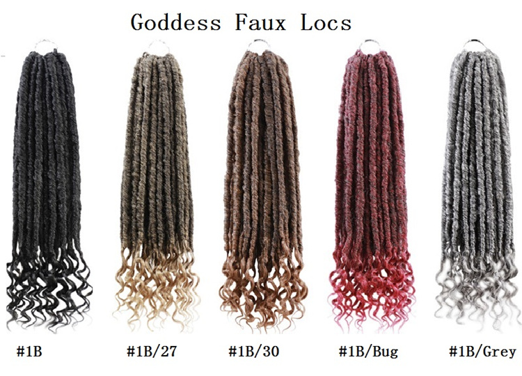 Crochet Hair Faux Locs Curly Ends Goddess Faux Locs Braids Synthetic Hair Extension