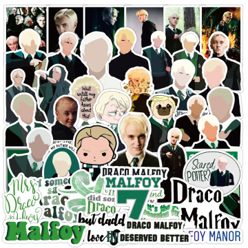 50pcs/pack Draco Malfoy Classic Lable Stickers for Notebook Motorcycle Skateboard Computer Mobile Phone Decal Cartoon Toy Cars