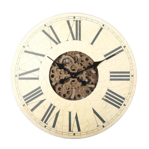 Horloge murale en bois à engrenage rustique de 18 pouces