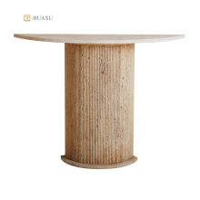 Huaxu Modern Italian Travertine Crescent Side Table