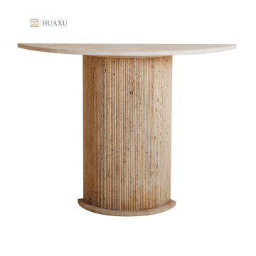 Huaxu Modern Italian Travertine Crescent Side Table