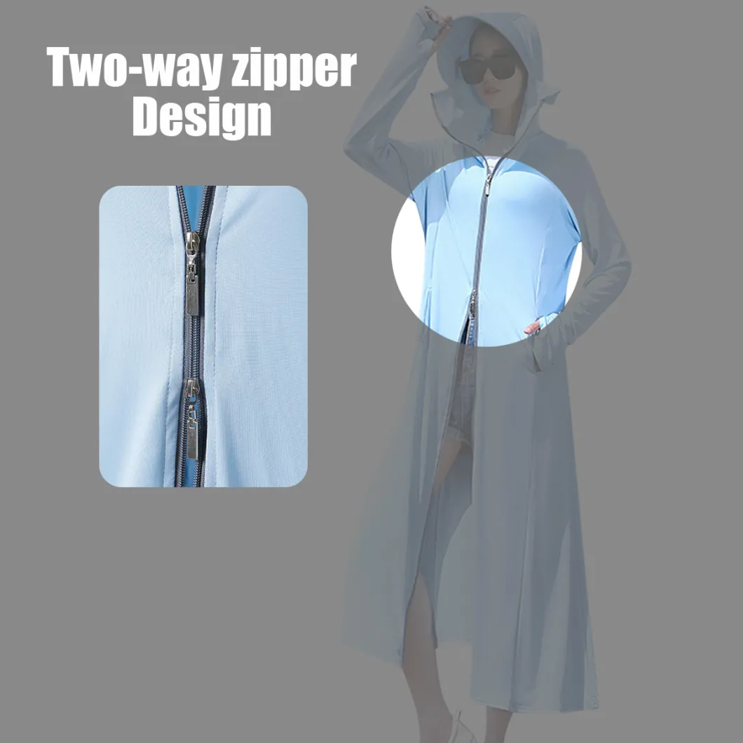 Long Women's Sun Protection Suit with Face Mask Upf50+