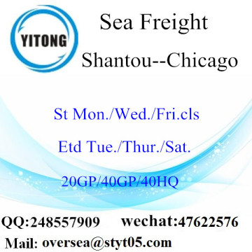 Expédition de fret maritime de port de Shantou à Chicago