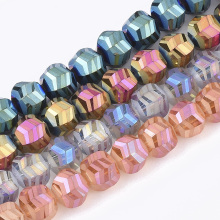 Wholesale Pandahall Mixed Color Frosted Faceted Round Electroplate Glass Beads