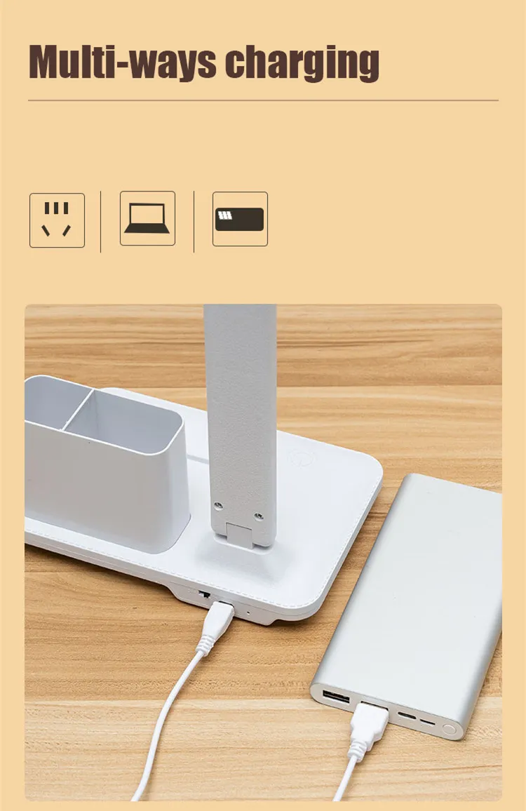 Modern Rechargeable Foldable Table Lamp with Pen Holder