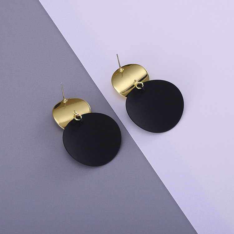 Black Disc Earrings