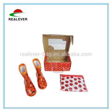 red ladybug rainboot and raincoat children rain gear suit