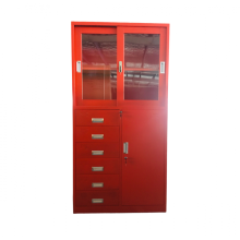 Steel with Glass Door Sliding Cabinet with Drawers