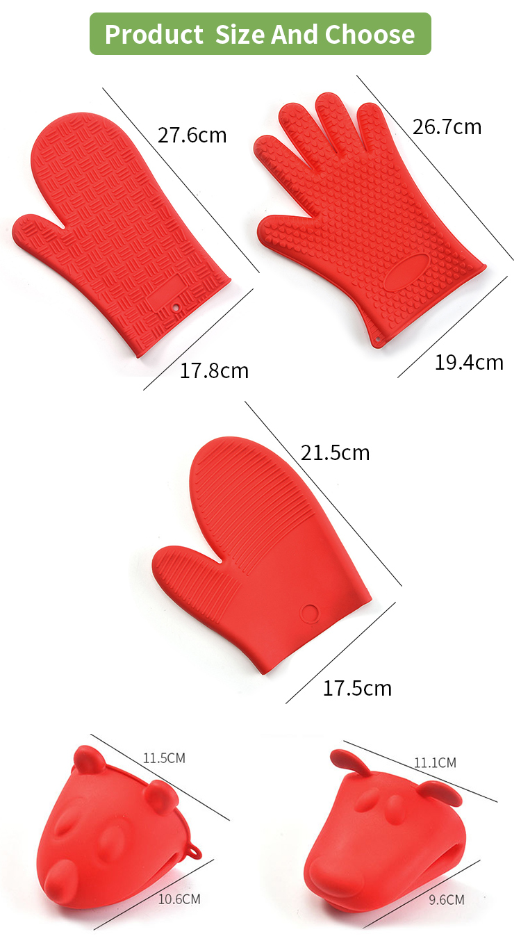 Heat Resistant Oven Usage Kitchen cooking tool BBQ Silicone Oven G loves with Cotton Lining for Baking