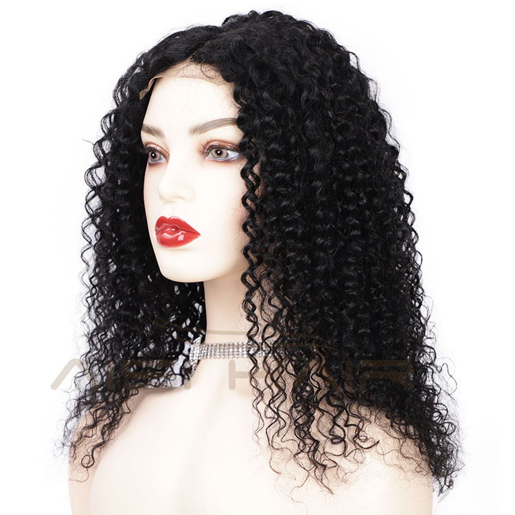 Aisi Hair New Design 16 Inch Medium Long Black Wig Afro Kinky Curly Swiss Lace Wig Synthetic Lace Front Wigs For Black Women