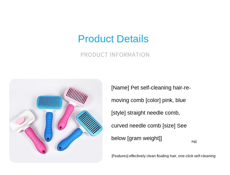 Pet Hair Removal Comb Dog Comb Self-Cleaning Steel Needle Comb One-Button Cleaning Automatic Hair Removal Cat Brush