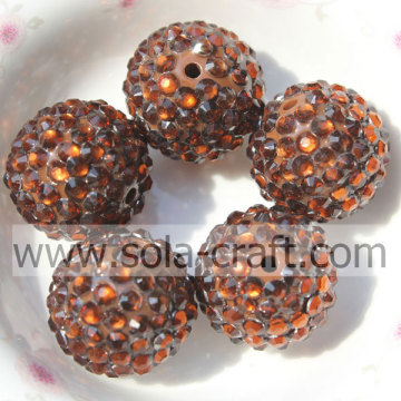 20*22MM Coffee Solid Acrylic Resin Rhinestones Round Beads For Bracelets