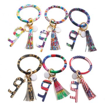 Leather Bracelet Key Chain with No Touch Key Door Opener