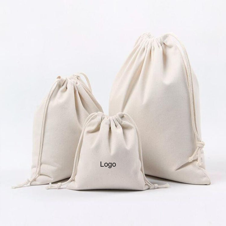 Custom Canvas Drawstring Pouch Bags Eco Friendly Reusable Blank Small Organic Cotton Drawstring Bag with Logo