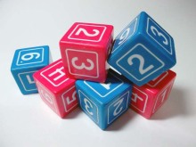 Square engraved number cube, number dice