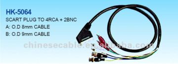 Professional Gold Plated 4 RCA Plug Male to Male VGA Scart Cable