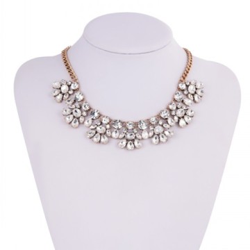 White Color Rhinestone Zinc Alloy Choker Necklaces