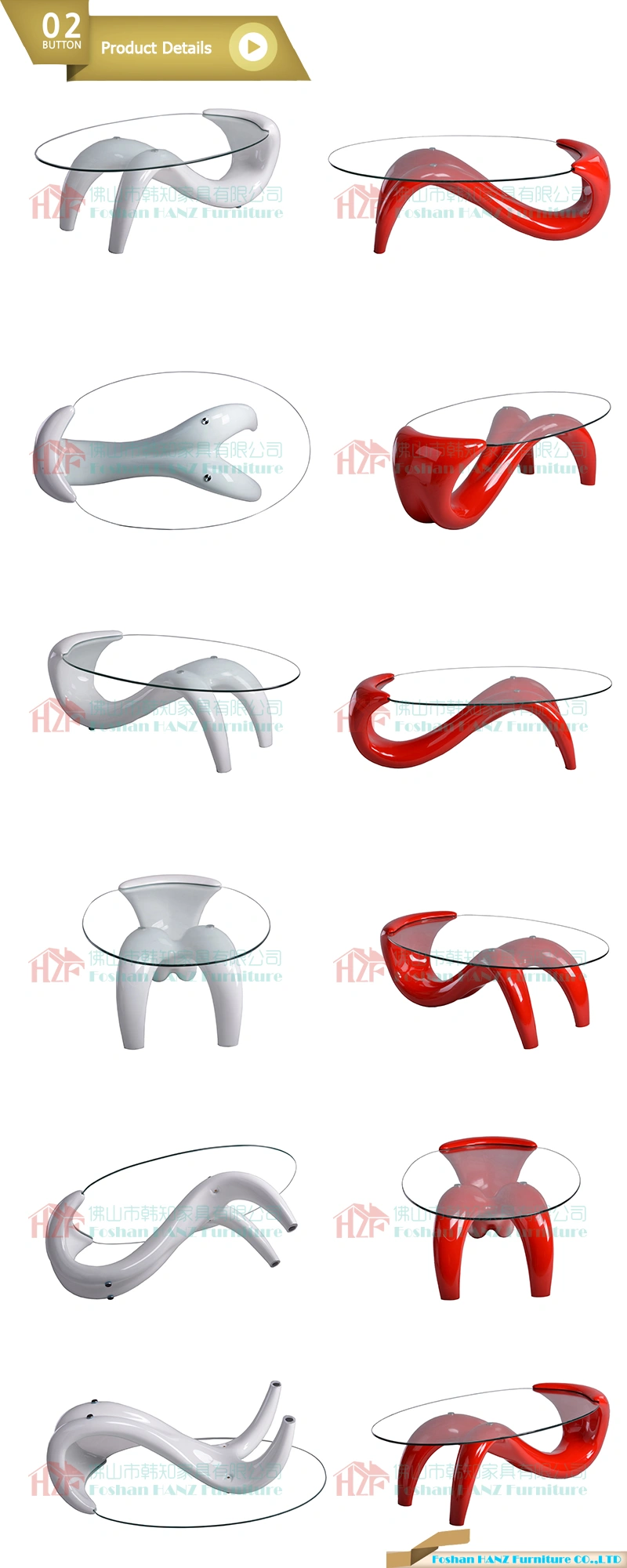 Modern Cheap Factory Wholesale Red Glass Coffee Table