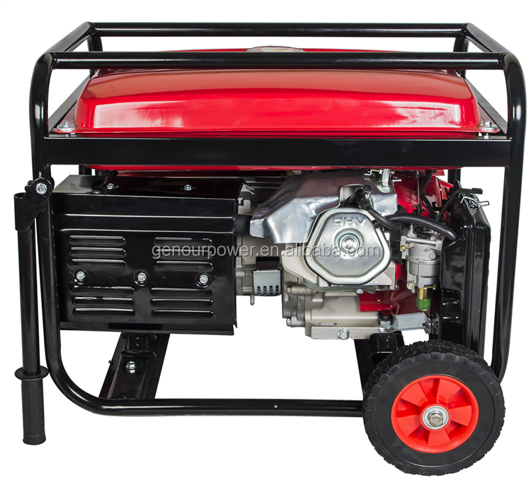 Gasoline engine 15 hp 6.5kv gasoline generator 6.5kw with key start handle wheel