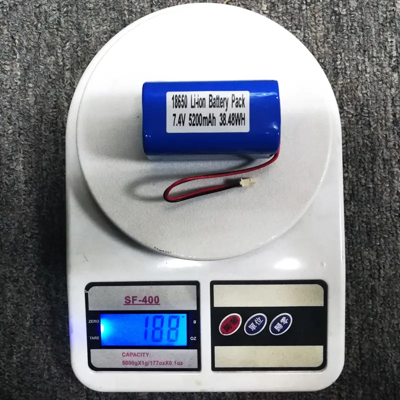 2s2p 7.2V 7.4V 18650 5200mAh Rechargeable Lithium Ion Battery Pack with PCM and Connector