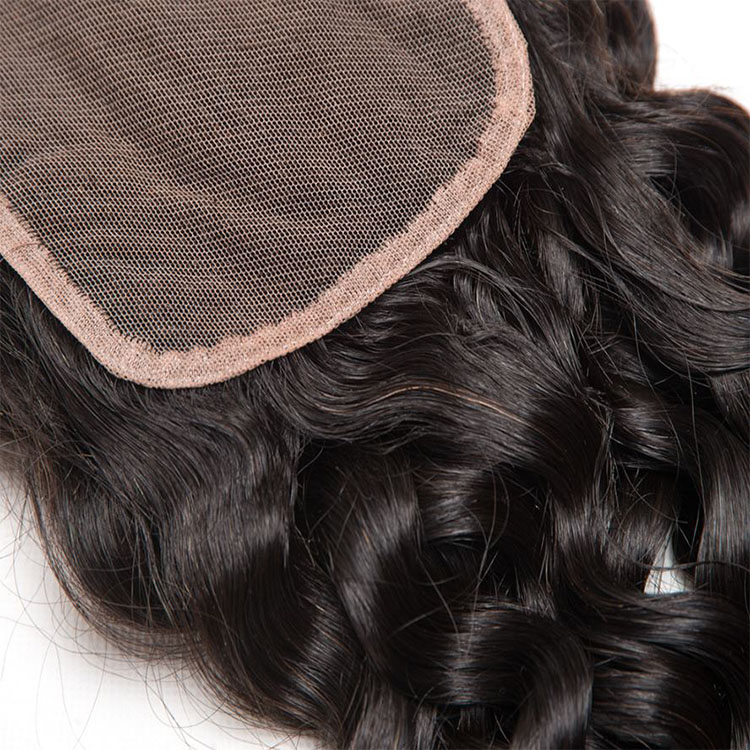 Hair Human Vendors Indian Natural Black Color Water Style Wave, Indian Virgin Remy Hair Closure For Black Women