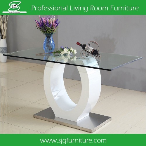 Modern Rectangular Transparent Tempered Glass Top Dining Table HD-006