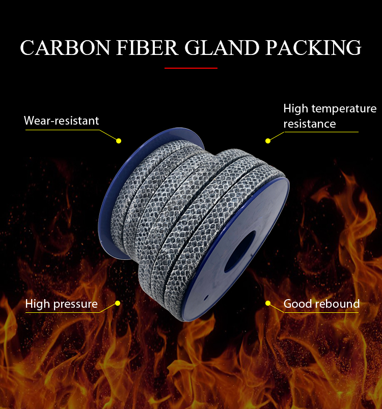 New Design Sealing Industry PTFE Filled Carbon Fiber Stack Packing With Impregnation