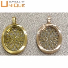 New arrival oval hollow glass locket, double locket necklace