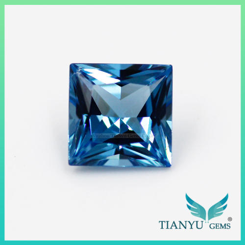Wholesale Loose Synthetic gems 6A quality 9*9mm square pincess cut #1782 Nano Sital blue Gemstone