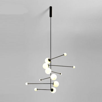 DNA Molecule Rotating Chandelier: Unique Glass Lamp for Bedroom and Study