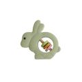 Baby Bunny Silicona juguetes para dentición Anillo de cascabeles de madera