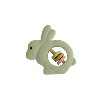 Baby Bunny Silicone Teingting Toys Wood Rattles Ring