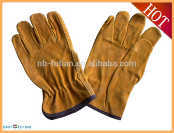 FTSAFETY High Quality Yellow Cow Grain Driver Leather Working Gloves Wing Thumb