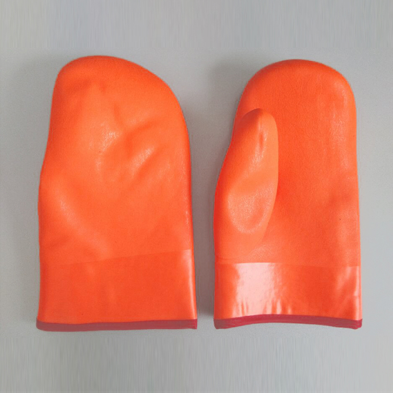 Laranja PVC luvas mitten espuma isolada forro