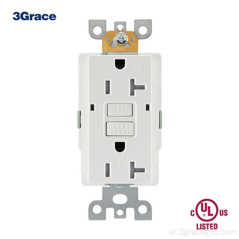 20AMP ​​GFCI Outlet Outlet Orced UL المدرجة