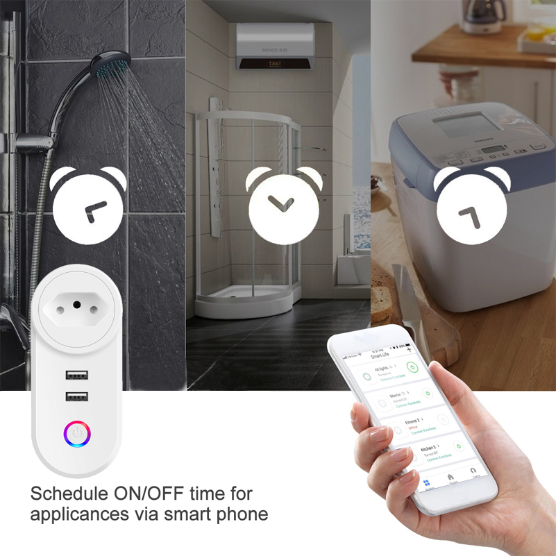 2018 Hot SaleElectrical Home Remote Control Wireless Mini Socket Work With Google Home Alexa Brazil Wifi Smart Plug