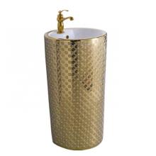 Lavabo de oro de baño de pedestal de moda de lujo único