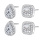 Halo Stud Earrings 18K White Gold Plated Waterdrop Square Brillant Cut Earrings