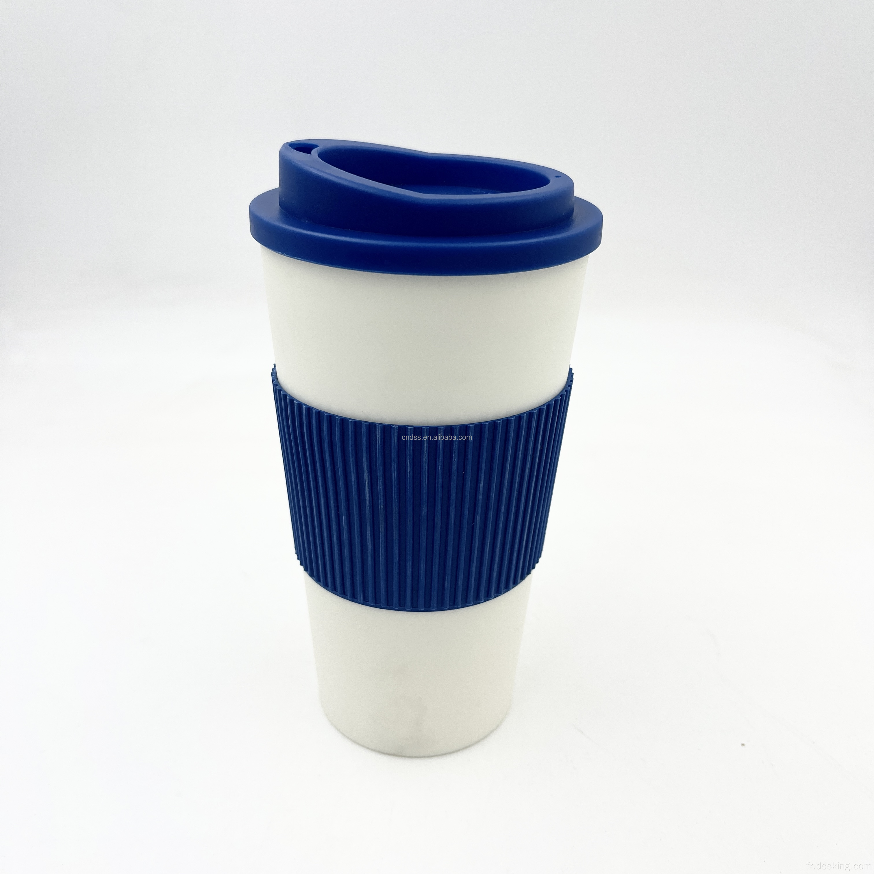 tasse de café en plastique sans BPA avec manche 16 oz 500 ml de tasses en plastique tasse de café réutilisables avec couvercles