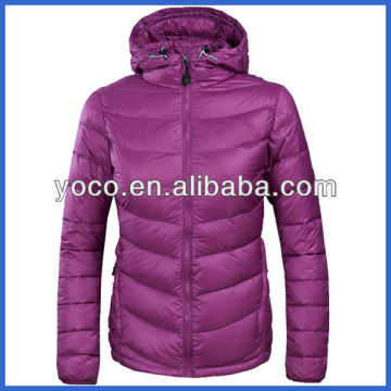 100% nylon winter women down padded coat with hoody