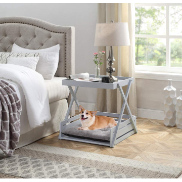 Cadre de lit pour chien de compagnie avec coussin amovible