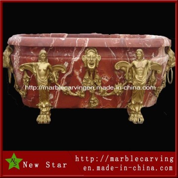 Customer Design Cooper Red Marble Bath Tubs