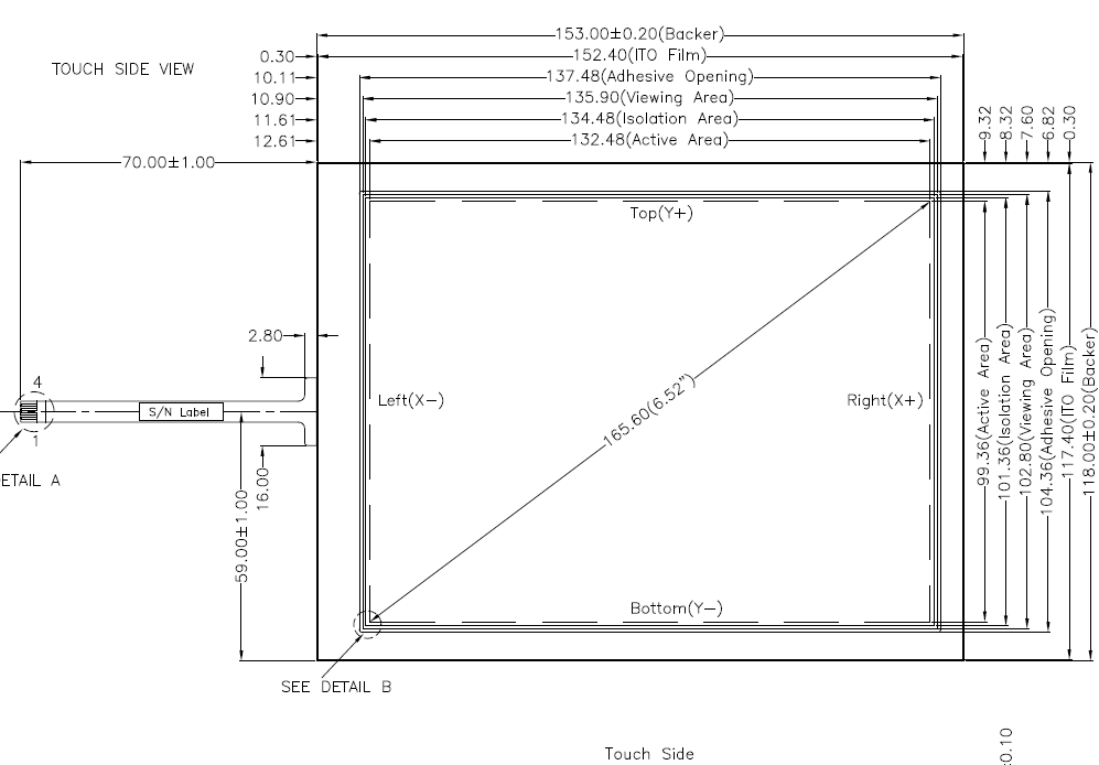 6.5 inch AMT Resisitive Touch Panel 9557